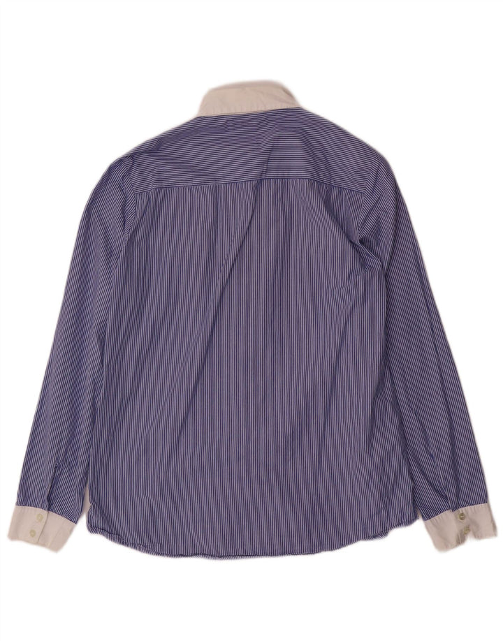 Camicia Donna STEFANEL IT 42 Gessato Blu Medio
