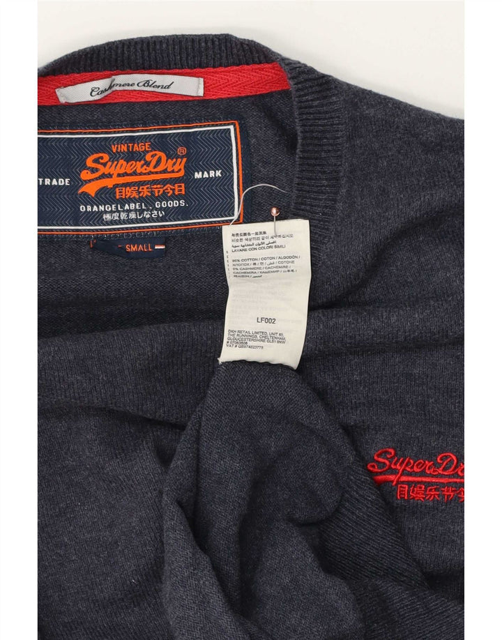 Maglione maglione girocollo da uomo Superdry piccolo in cotone blu navy