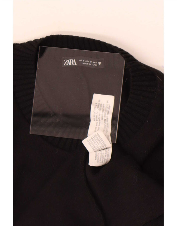 Maglione maglione girocollo da donna Zara UK 10 piccolo poliestere nero