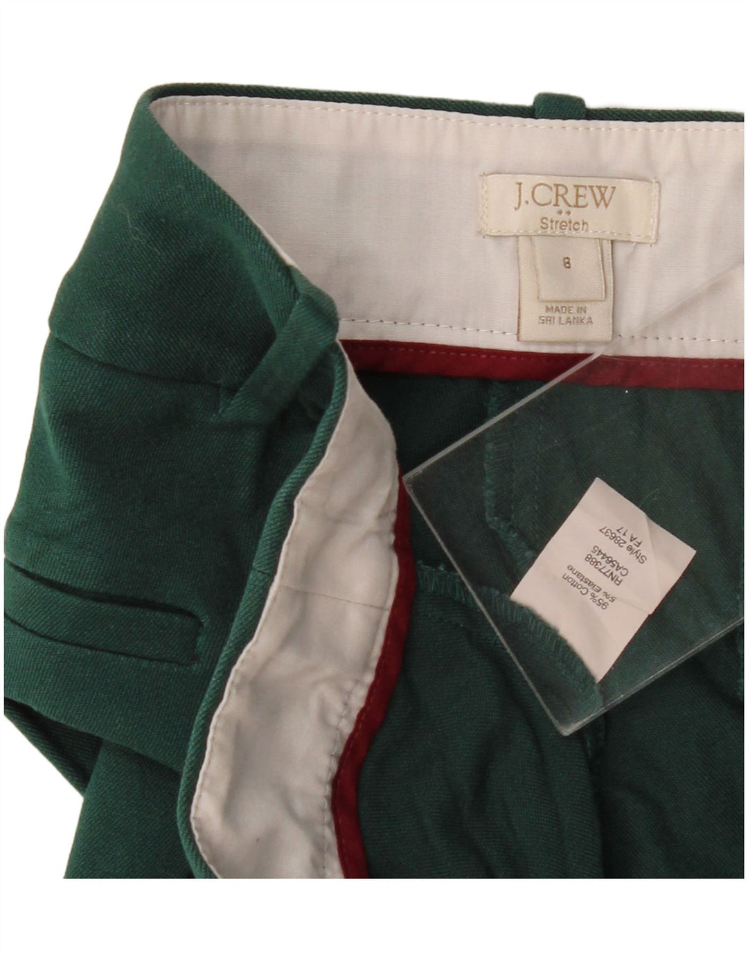 Pantaloni corti dritti da donna J. CREW US 8 Medium W32 L26 Cotone verde