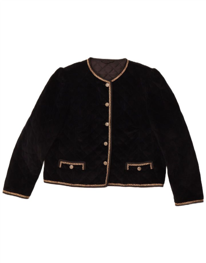 Giacca blazer trapuntata a 5 bottoni da donna YESSICA UK 12 media nera