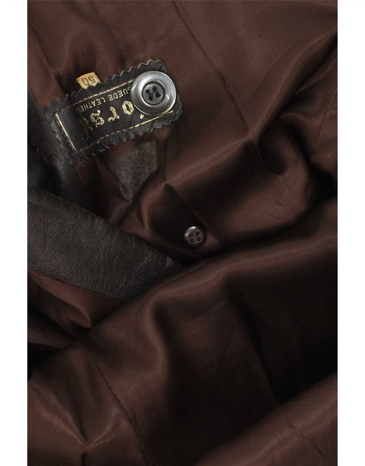 Cappotto in pelle vintage da uomo IT 50 grande nero