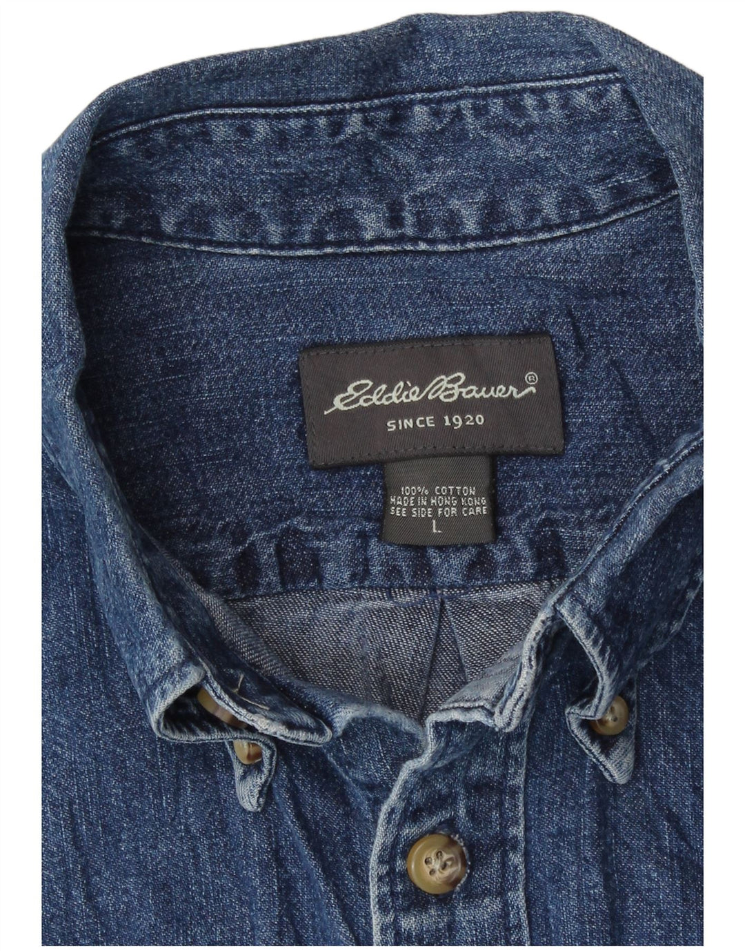 Eddie Bauer Camicia di jeans a maniche corte da uomo di grandi dimensioni in cotone blu