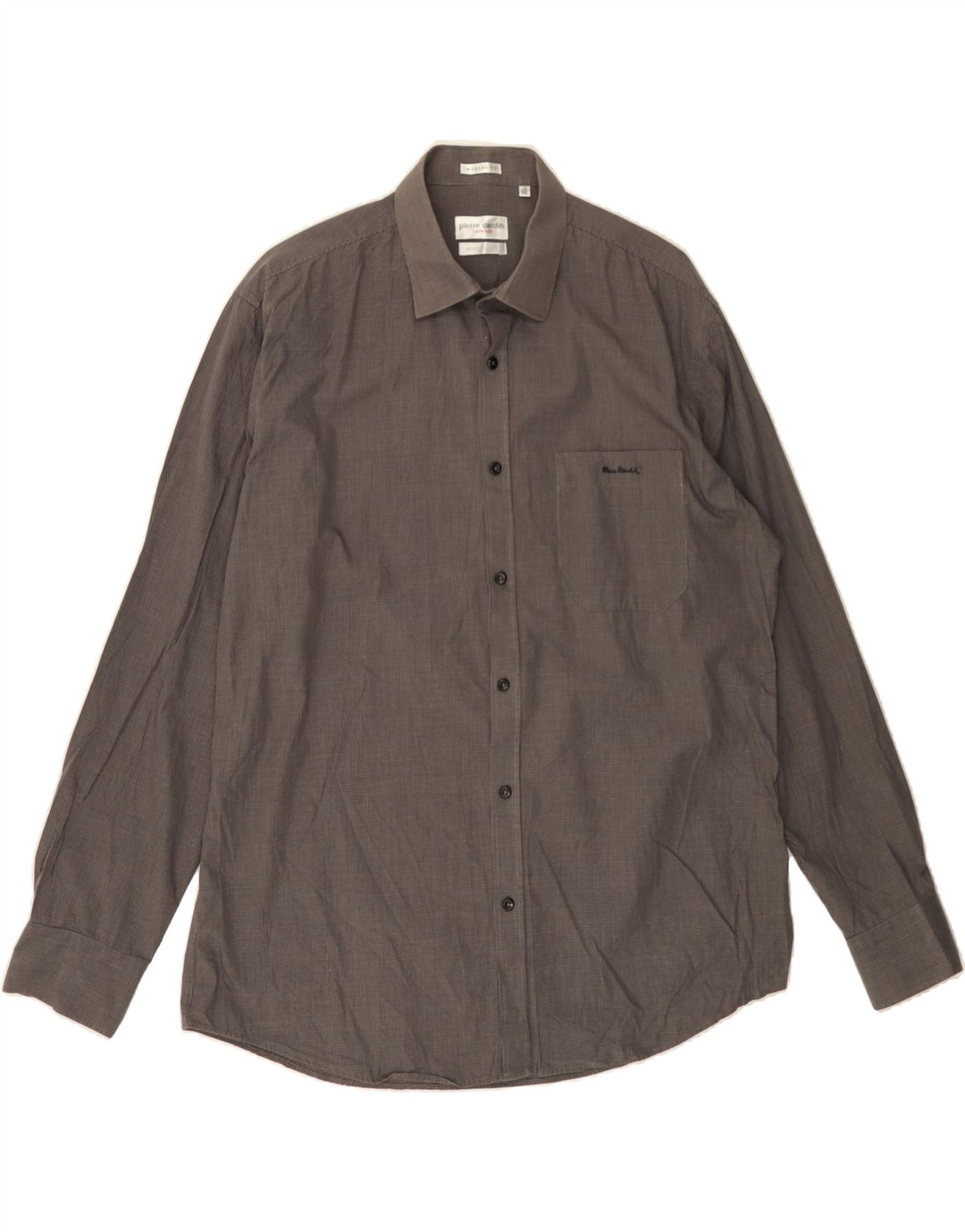PIERRE CARDIN Mens Modern Fit Shirt Size 43 2XL Grey Gingham Cotton Vintage Pierre Cardin and Second-Hand Pierre Cardin from Messina Hembry 