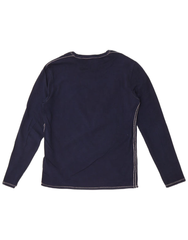 Guess Top grafico da donna slim fit manica lunga UK 10 Small Blu Navy