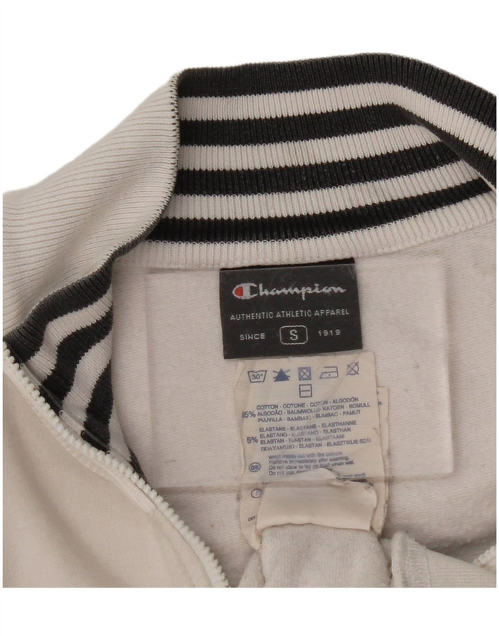 CHAMPION Womens Tracksuit Top Jacket UK 10 Small White Cotton
