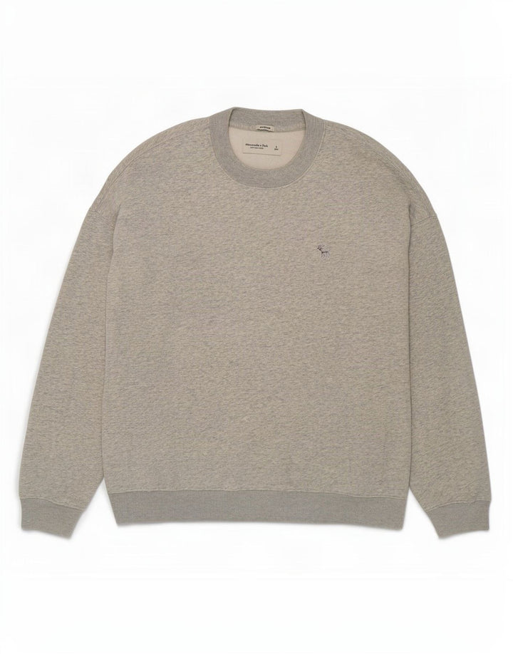Abercrombie & Fitch Felpa oversize da uomo Maglione grande in cotone grigio