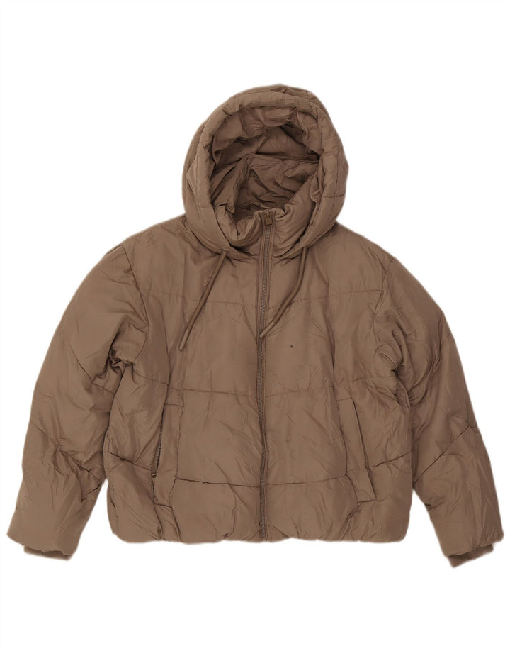 Giacca imbottita oversize con cappuccio da donna Zara UK 10 piccola marrone poliestere