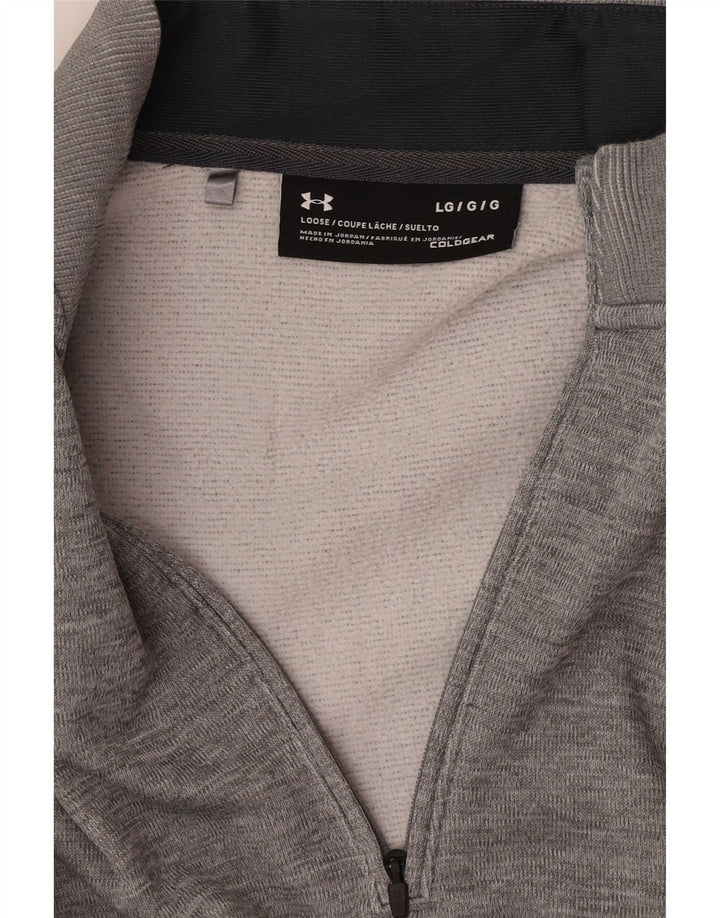 Felpa da uomo Under Armour Cold Gear con zip e collo, maglione grande grigio screziato