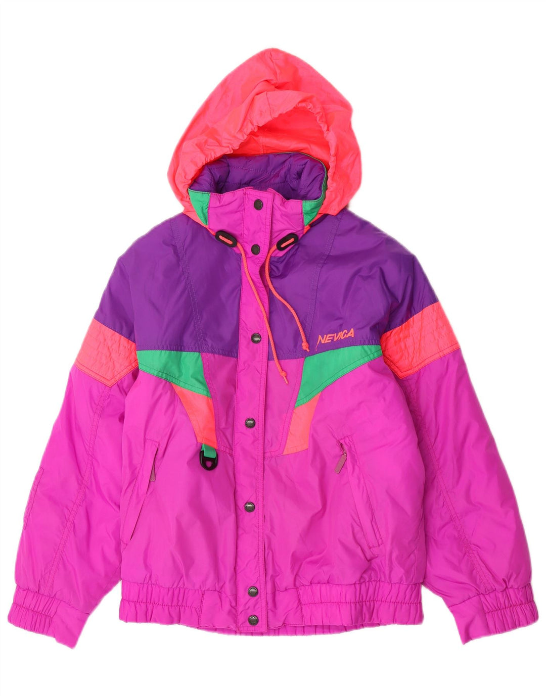 Giacca da sci con cappuccio da donna Nevica US 6 nylon color block rosa medio