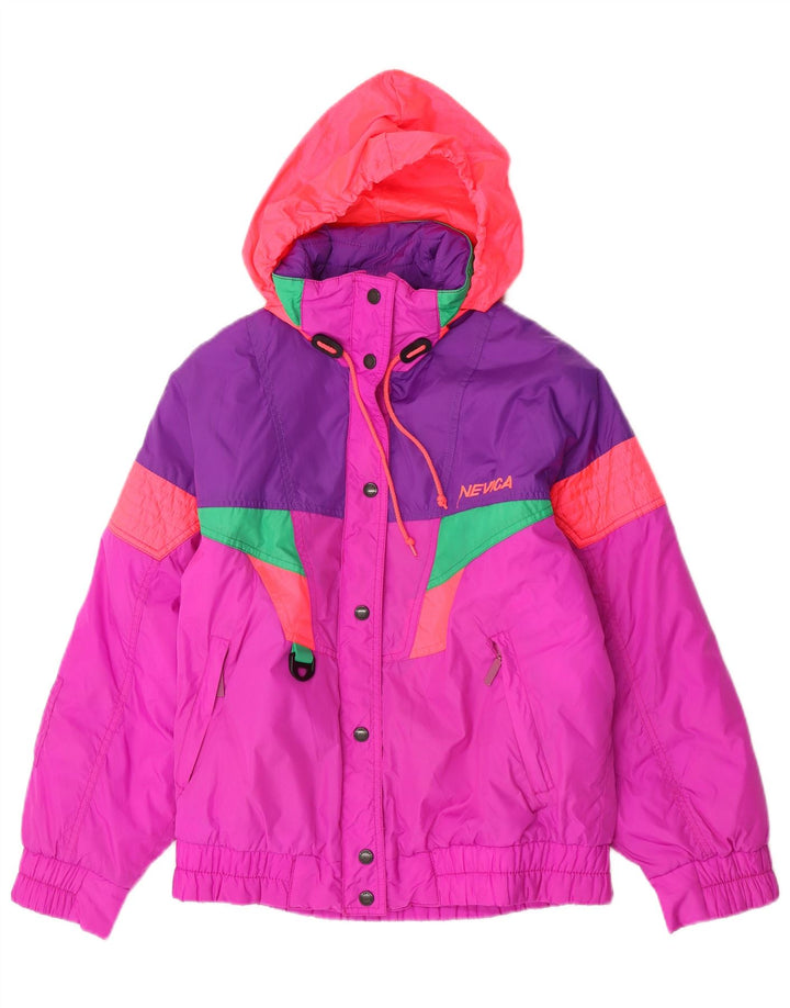 Giacca da sci con cappuccio da donna Nevica US 6 nylon color block rosa medio