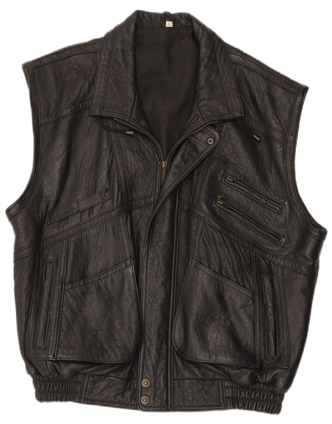 Gilet in pelle da uomo vintage EU 52 XL in pelle nera
