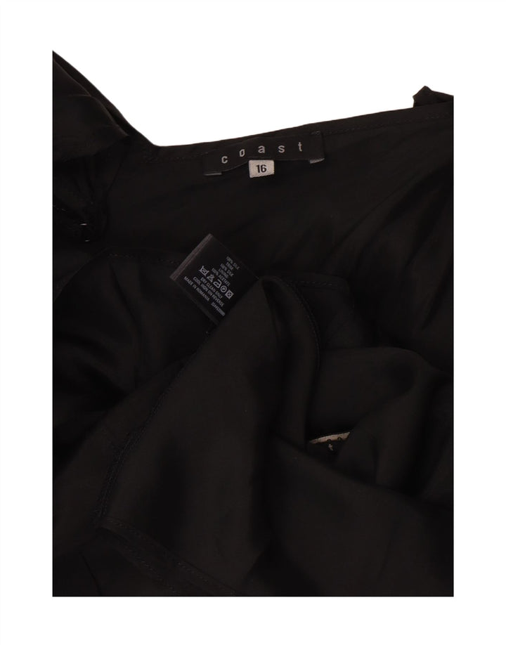 Top camicetta avvolgente senza maniche da donna Coast UK 16 grande seta nera