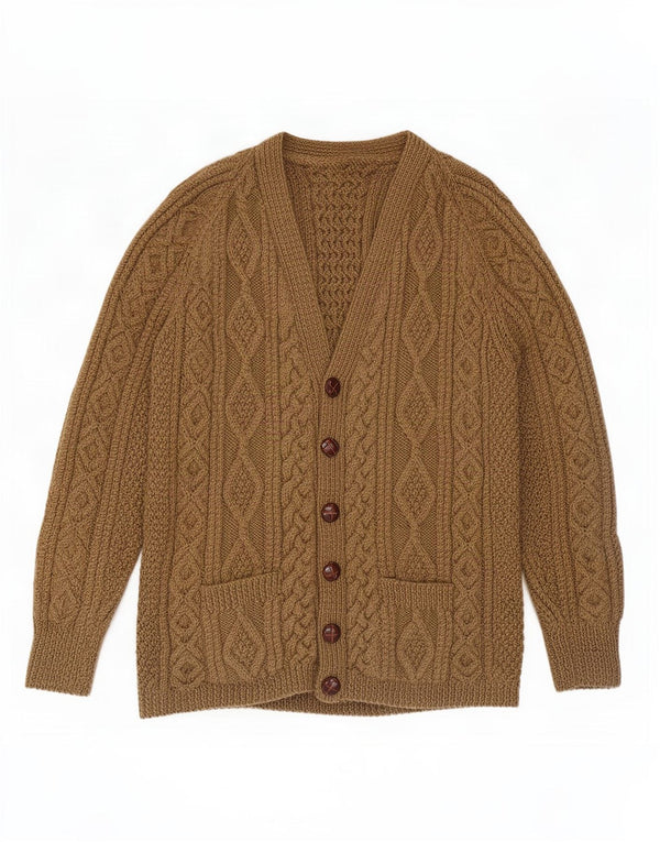 Maglione cardigan da uomo vintage color kaki medio