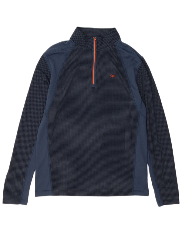 Calvin Klein Mens Pullover Tracksuit Top Medium Navy Blue Colourblock