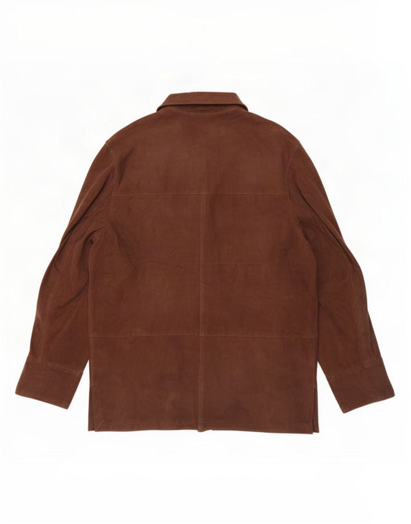 Giacca vintage da donna in pelle scamosciata IT 48 XL in pelle marrone