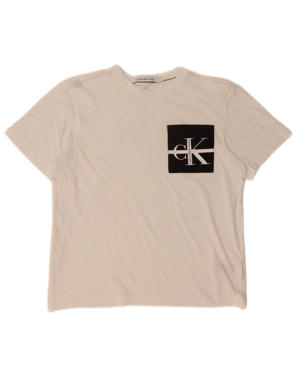 T-shirt grafica da uomo Calvin Klein Top piccola in cotone bianco