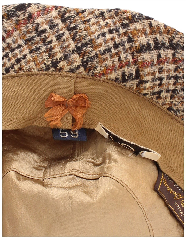Cappello da pescatore vintage da uomo grande classico pied de poule beige