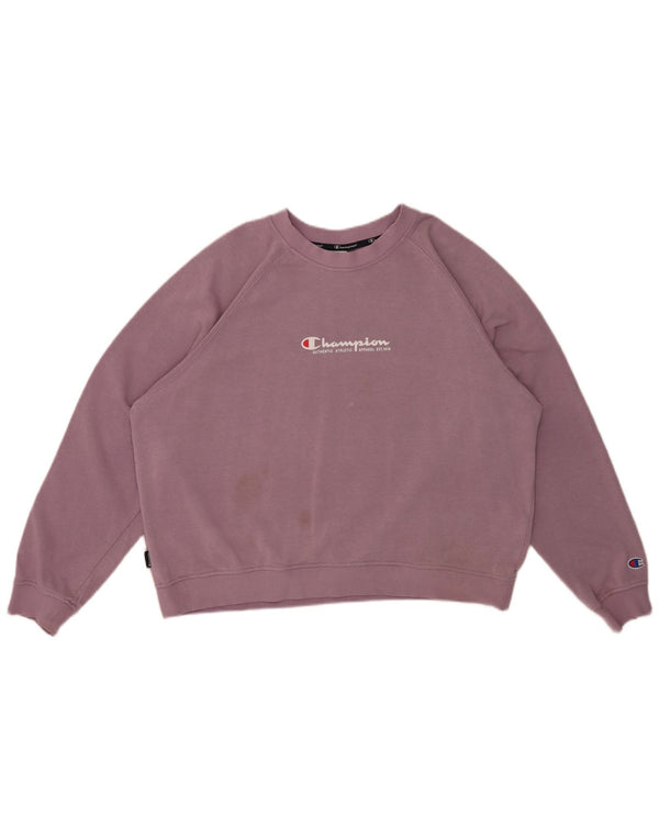 Felpa oversize con grafica da donna Champion, maglione UK 16 grande viola