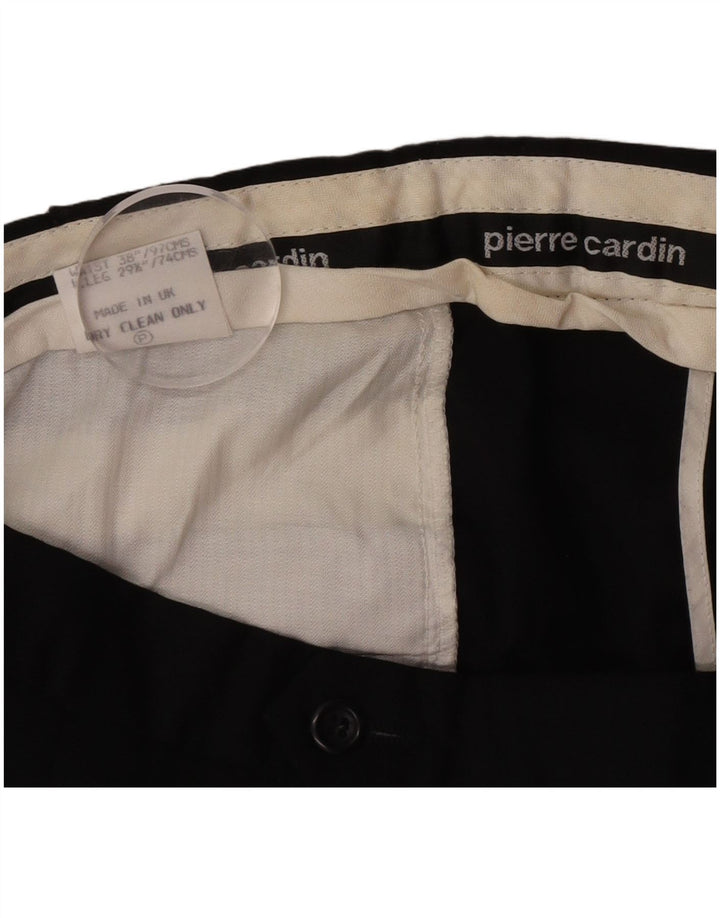 Pantaloni da abito con pegging da uomo Pierre Cardin W38 L29 Lana nera