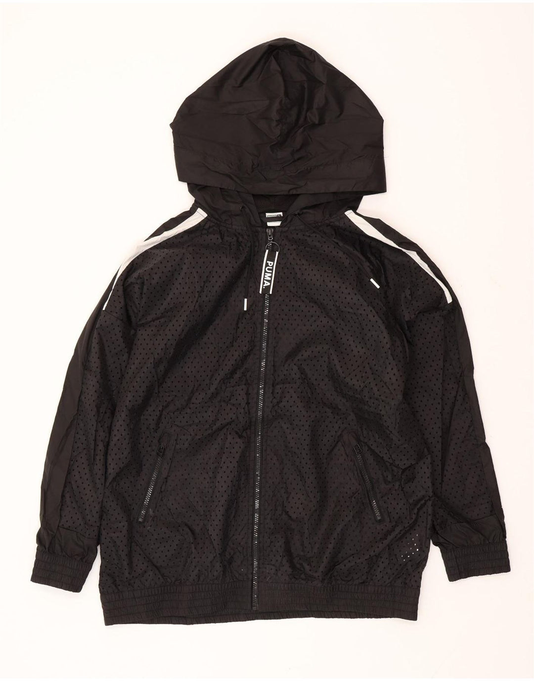 Giacca sportiva da uomo con cappuccio grafico PUMA, poliestere nero medio