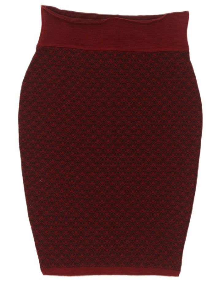 Gonna a tubino da donna con motivo astratto Sevres IT 44 media W28 lana bordeaux