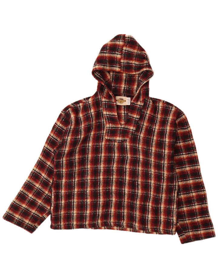 Maglione con cappuccio da uomo Earth Ragz Hippie in poliestere a quadri rossi medi