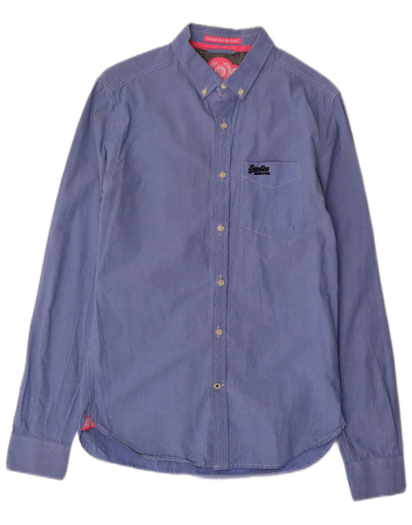 Camicia da uomo Superdry Small in cotone blu