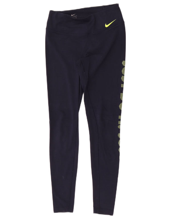 Leggings grafici Nike Dri Fit da donna UK 6 XS blu navy