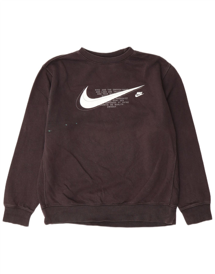 Felpa grafica Nike da uomo, maglione grande, cotone nero