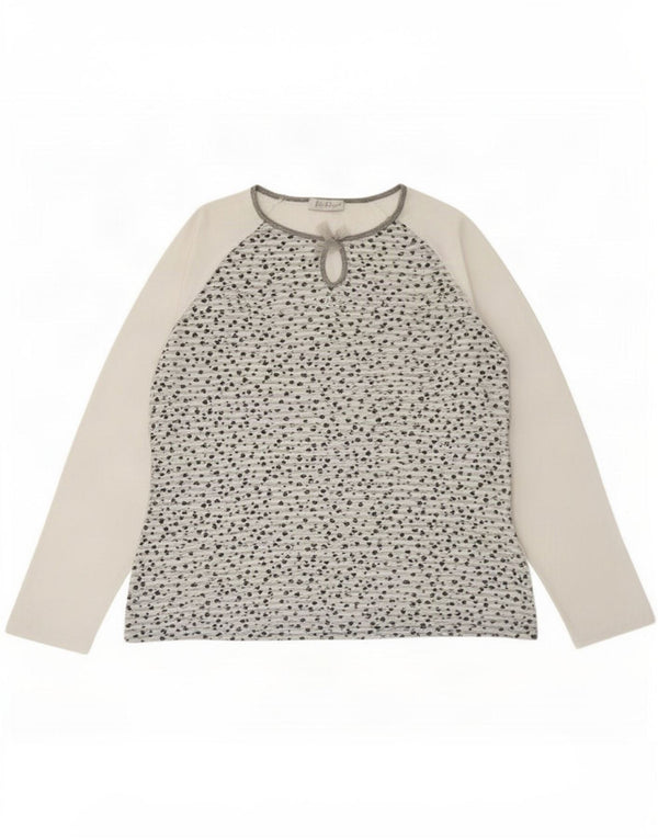 Liu Jo Top da donna manica lunga IT 46 Large a righe bianche in cotone