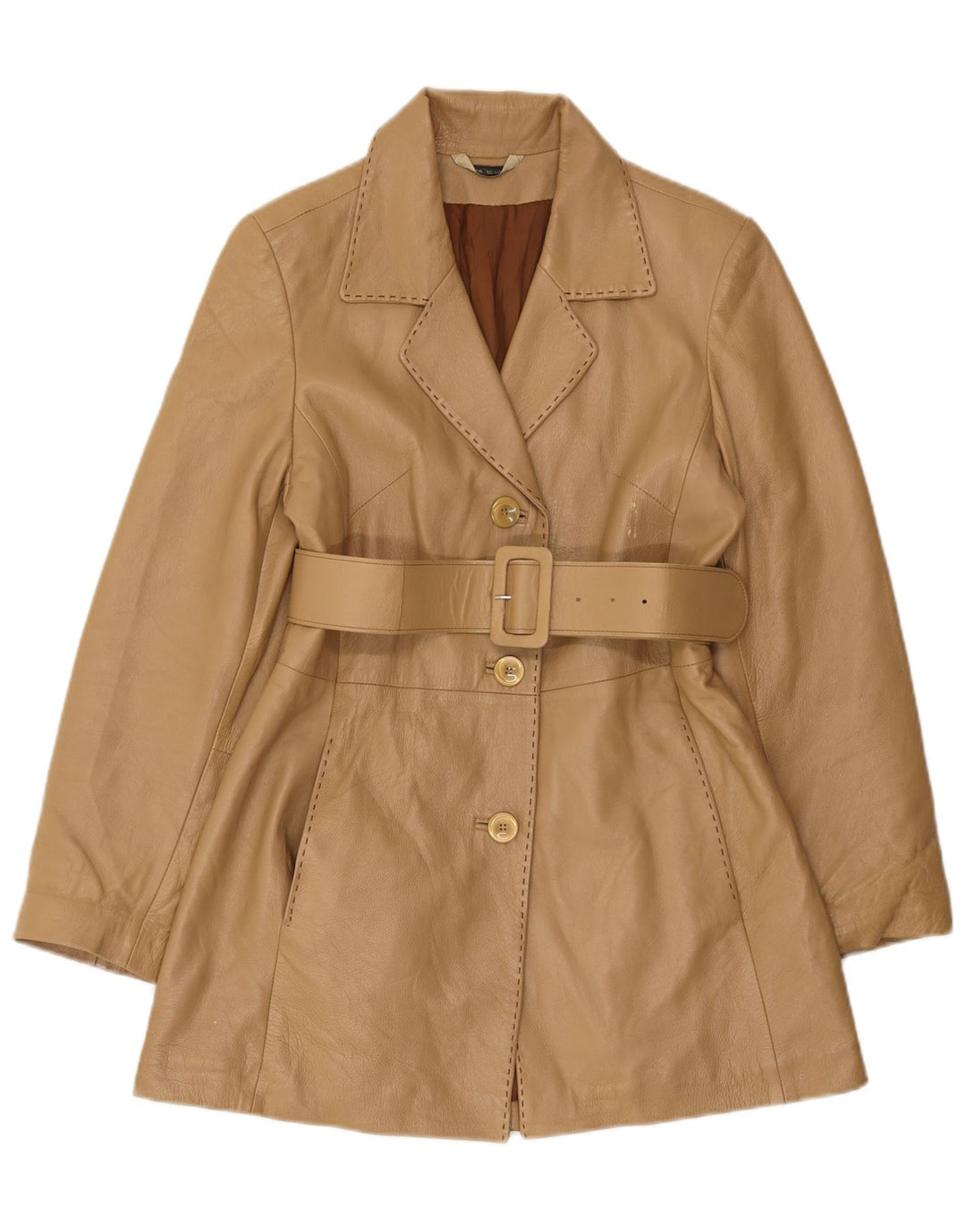 Cappotto in pelle vintage da donna IT 44 Beige medio