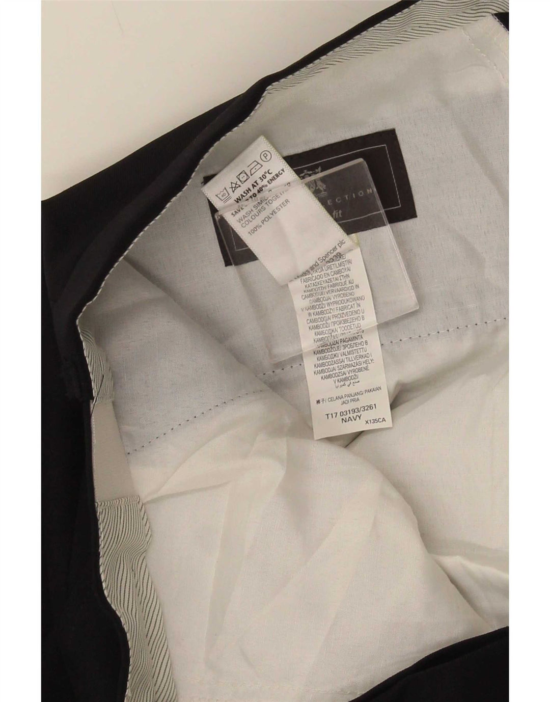 Pantaloni da abito dritti Regular Fit Marks & Spencer da uomo W36 L31 Blu Navy