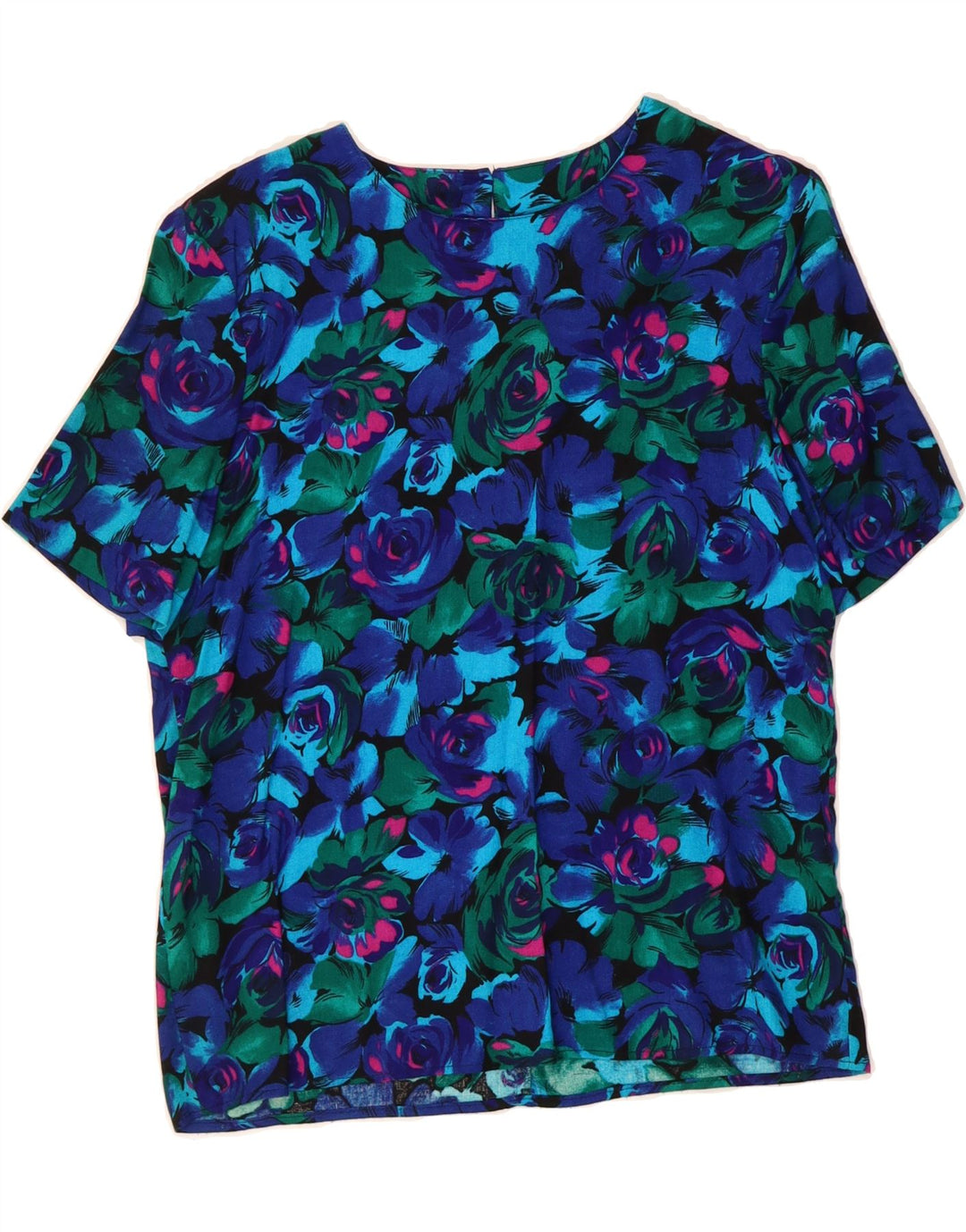 NORTON MCNAUGHTON Womens Petite Blouse Top US 6 Medium Blue Floral Vintage Norton McNaughton and Second-Hand Norton McNaughton from Messina Hembry 