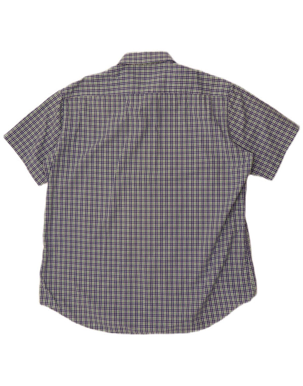 Camicia a maniche corte da uomo Carrera 2XL in cotone a quadri blu