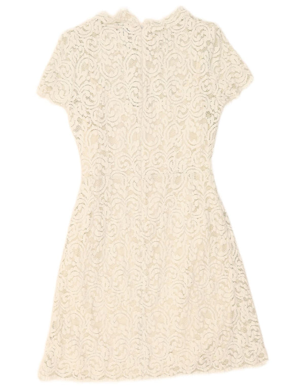 Abito a trapezio in pizzo da donna Jack Wills UK 8 Piccolo floreale bianco