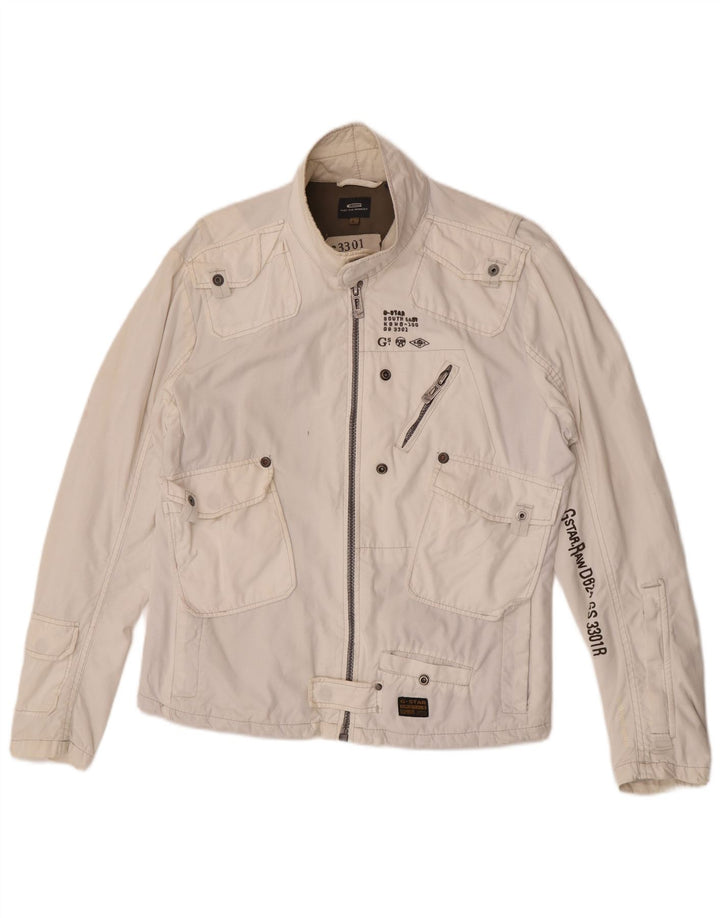 Giacca utility grafica da uomo G-Star UK 40 grande cotone bianco
