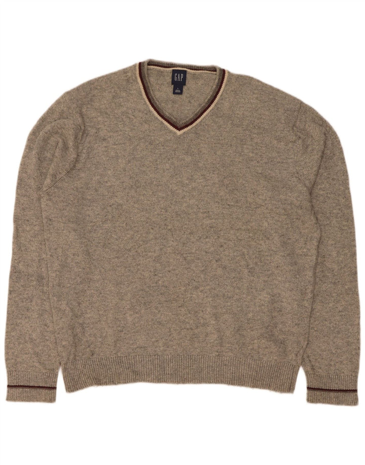 Gap Maglione da uomo con scollo a V, grande cotone chiazzato grigio
