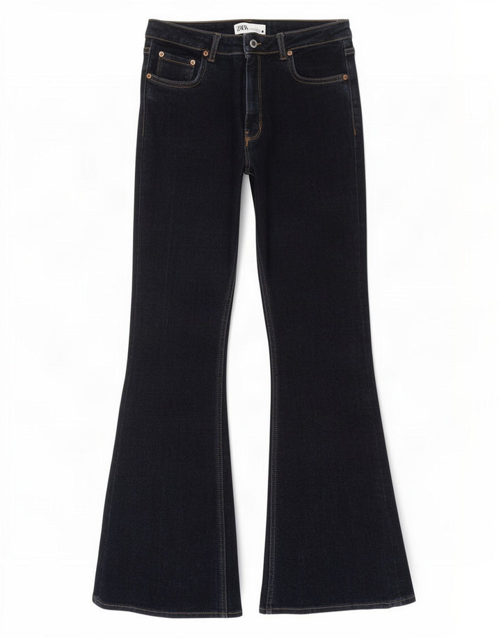 Jeans svasati da donna Zara EU 42 Large W32 L30 cotone blu navy
