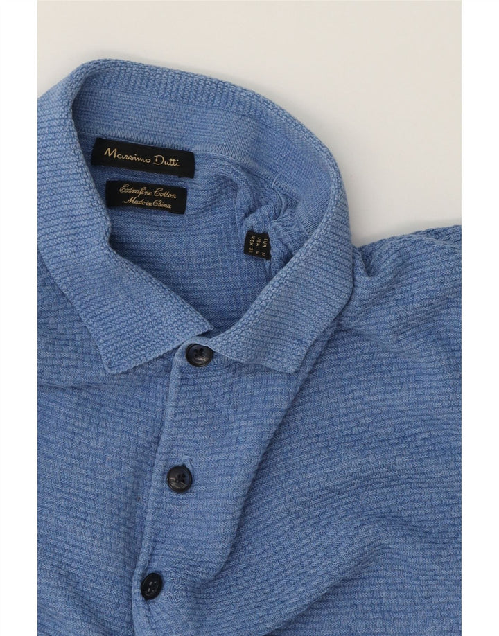 MASSIMO DUTTI Maglione da uomo a maniche corte con collo alto Blu medio