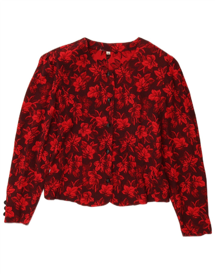 Top cardigan da donna vintage IT 44 Viscosa floreale rosso medio