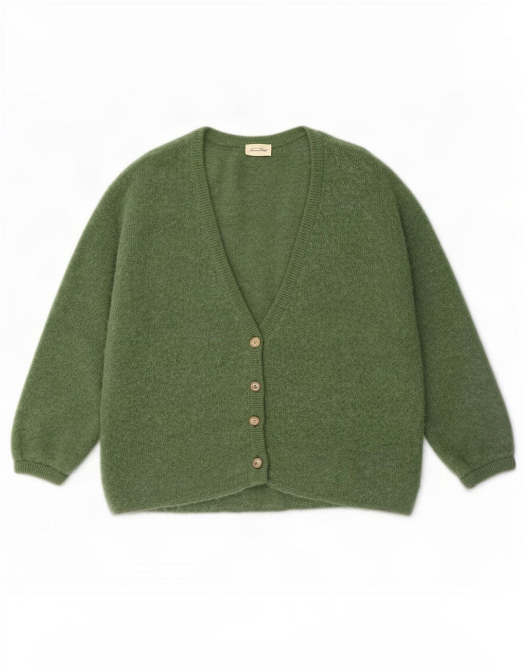 Maglione cardigan oversize con maniche a 3/4 vintage da donna UK 14 Verde medio