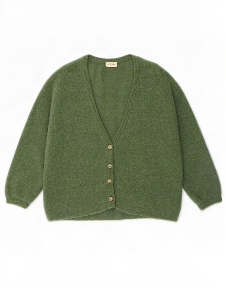 Maglione cardigan oversize con maniche a 3/4 vintage da donna UK 14 Verde medio