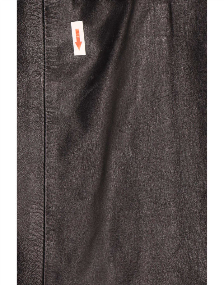 Cappotto in pelle da donna vintage UK 12 in pelle nera media