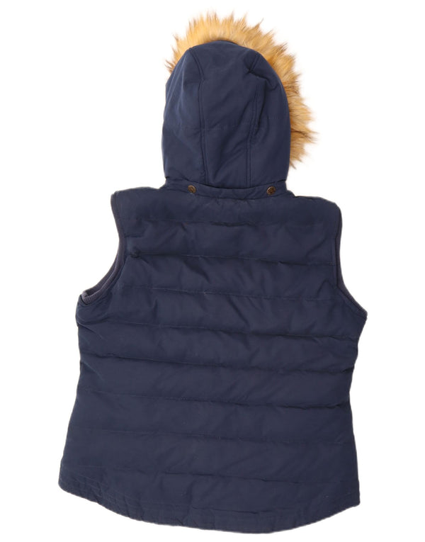 Gilet imbottito con cappuccio da donna Fat Face UK 14 grande poliestere blu navy