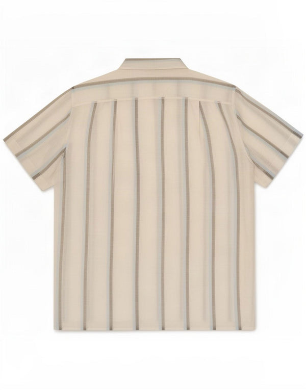 Camicia vintage da uomo a maniche corte taglia 43 17 XL a righe bianche