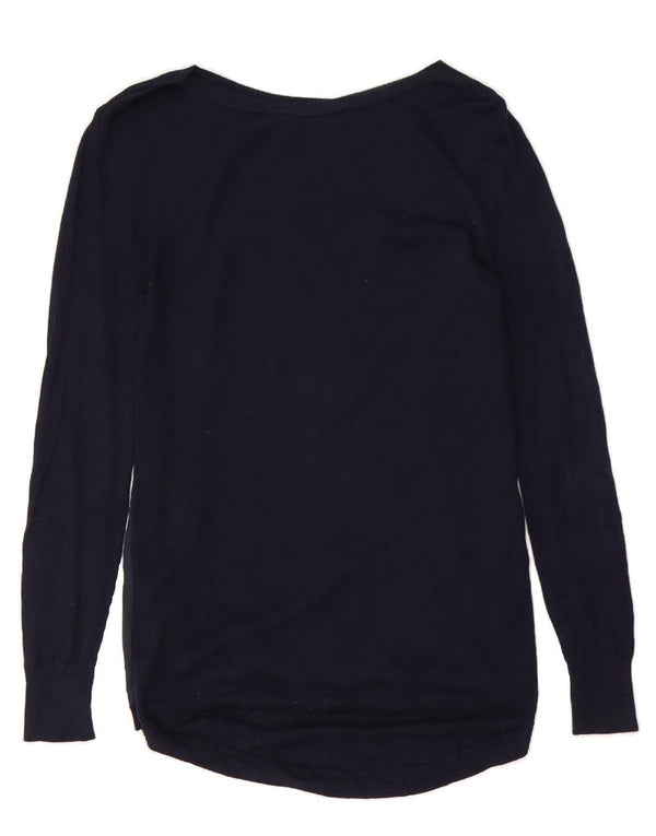 Maglione maglione con scollo a barca da donna OASIS UK 6 XS viscosa floreale blu navy