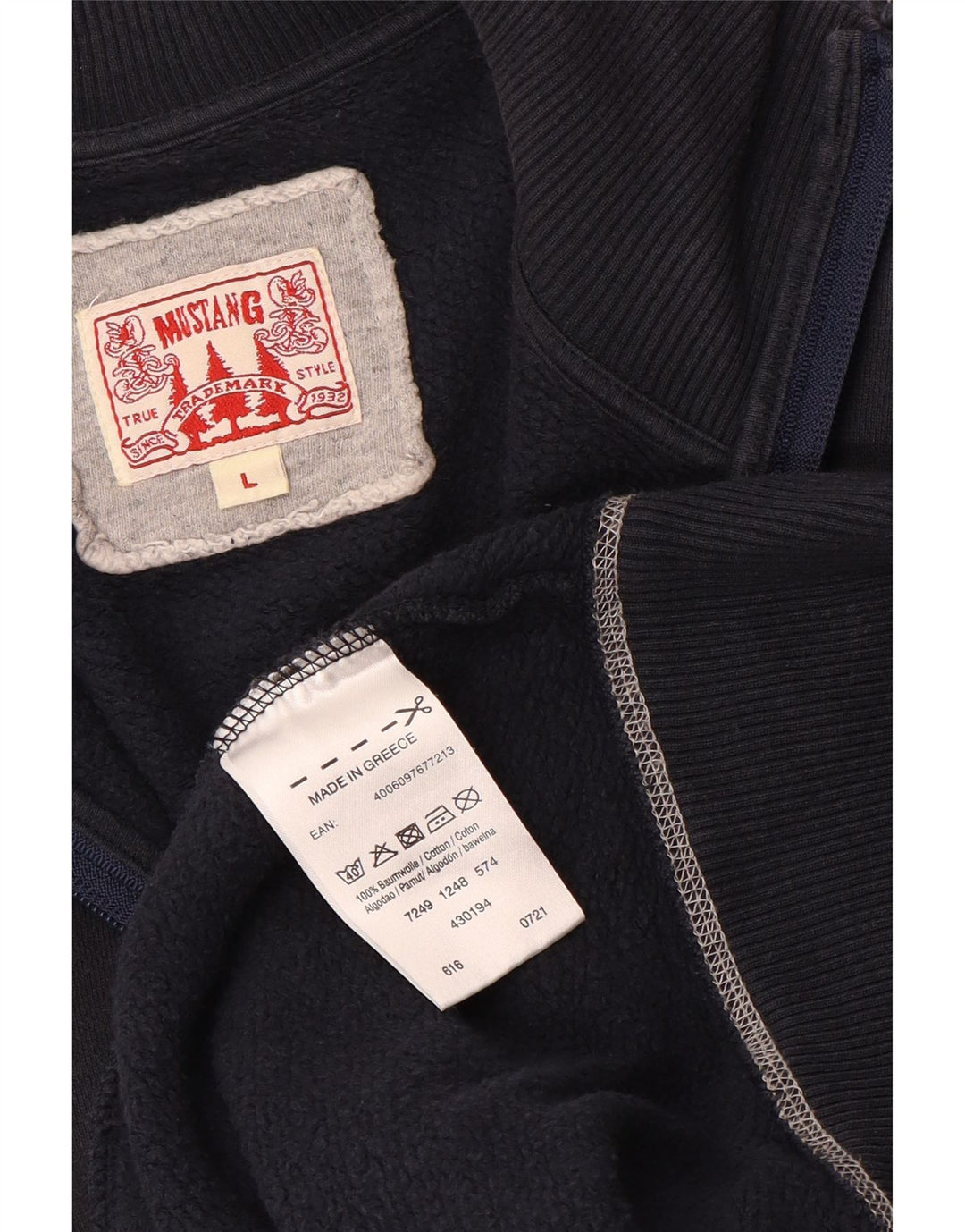 Giacca sportiva da uomo con grafica Mustang, grande, in cotone blu navy