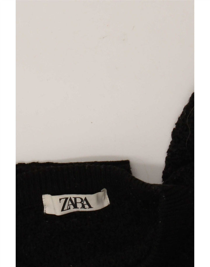 Maglione corto girocollo da donna Zara UK 14 medio nero