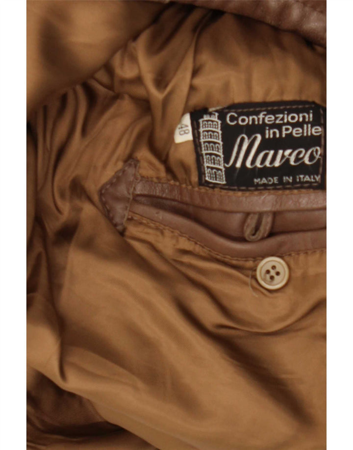 Giacca in pelle vintage da uomo IT 48 in pelle marrone medio